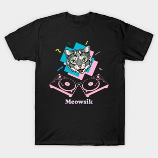 Retro Meowsik-Cat and Music lovers- T-Shirt